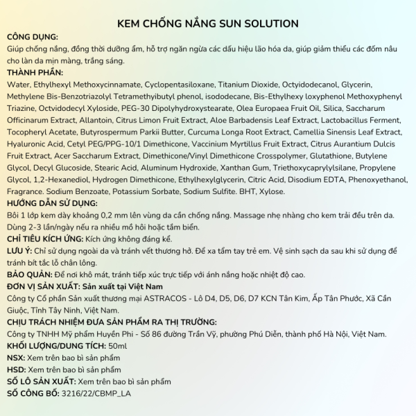 Kem Chống Nắng Sun Solution